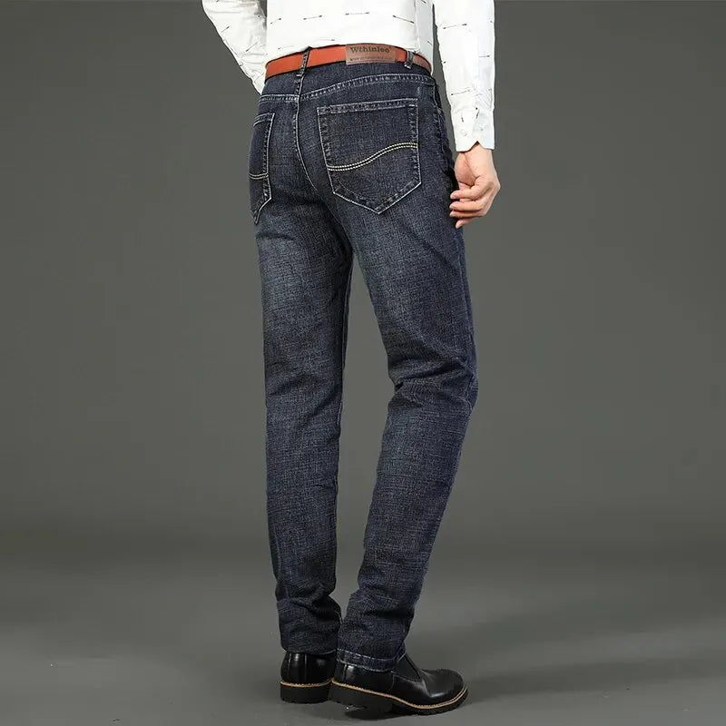 Classic Blue & Black Business Jeans for Men – Stretch Denim Trousers for Ultimate Comfort