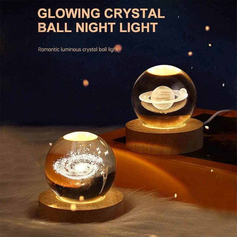 Luz noturna de cristal 3D Galaxy – Projeções planetárias