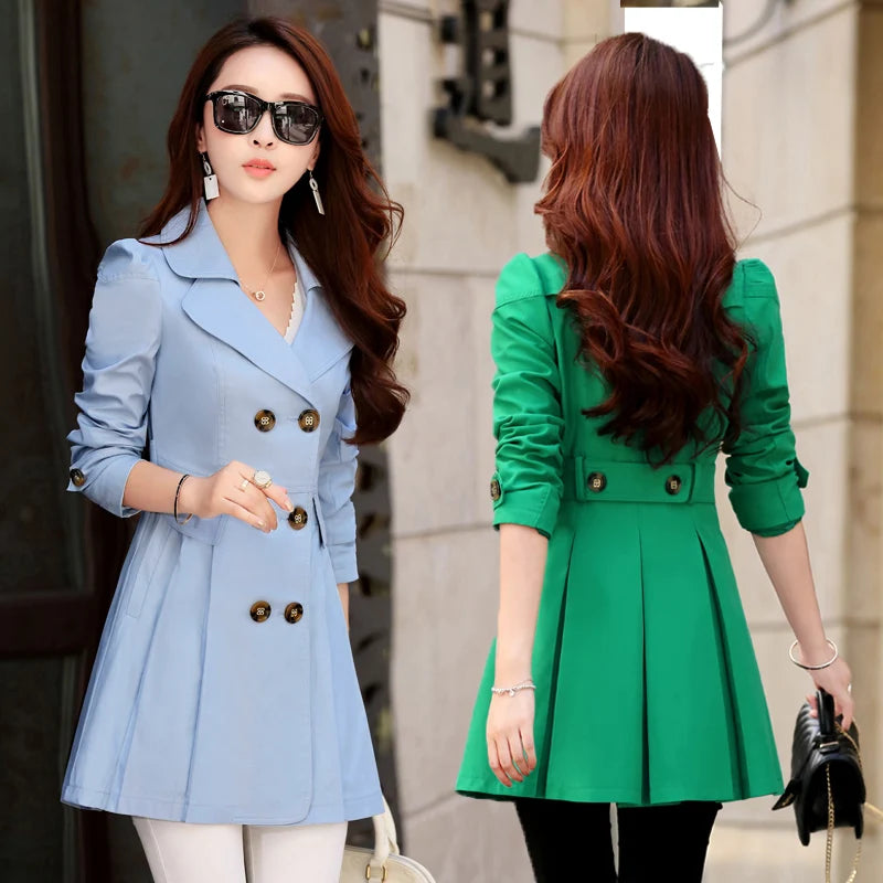 Women’s Double-Breasted Trench Coat – Autumn Windbreaker