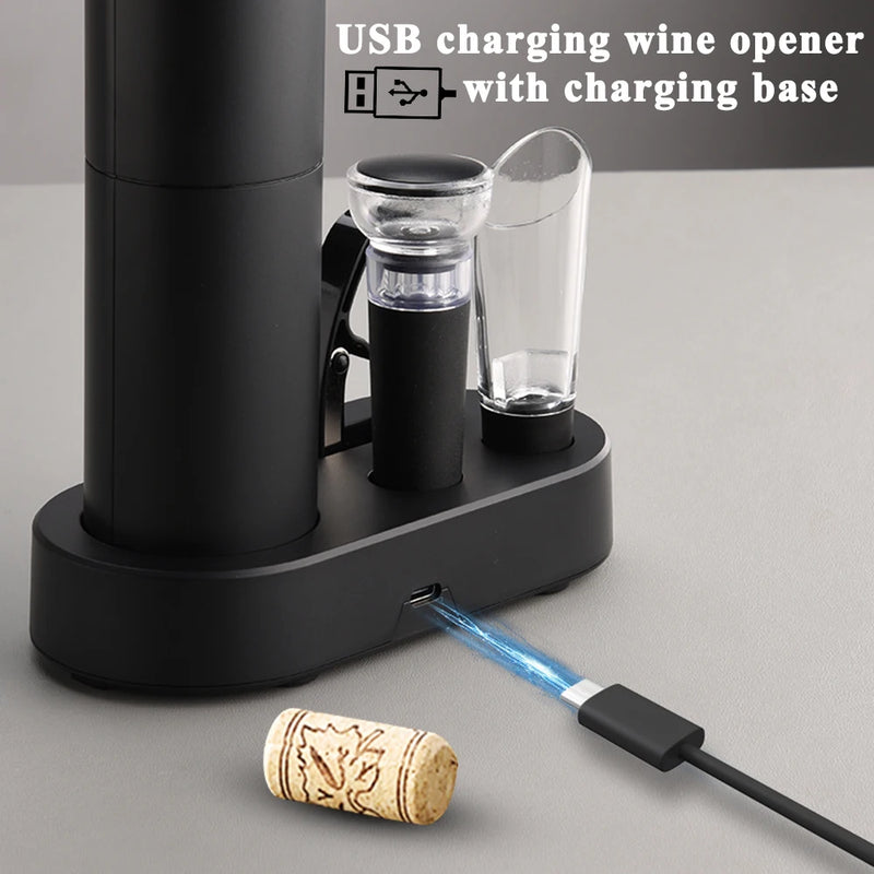 Automatic Electric Wine Opener with Charging Base – Easy Red Wine Corkscrew