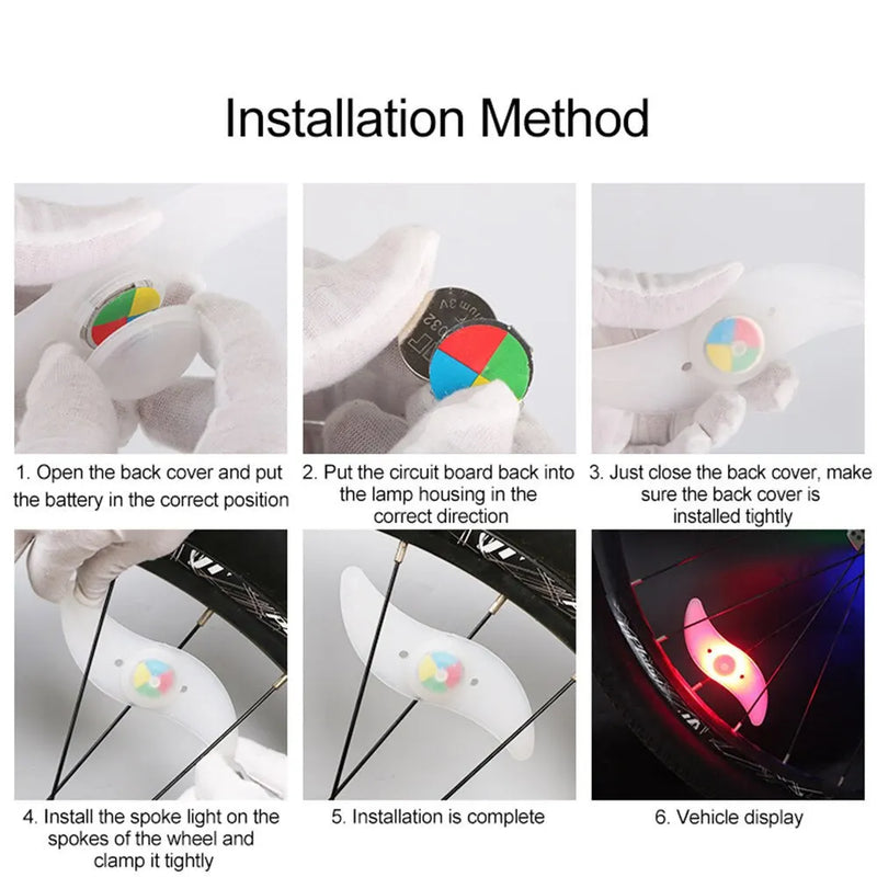 Wasserdichte LED-Fahrradspeichenlichter – Bunte Reifen-Blitzlichter